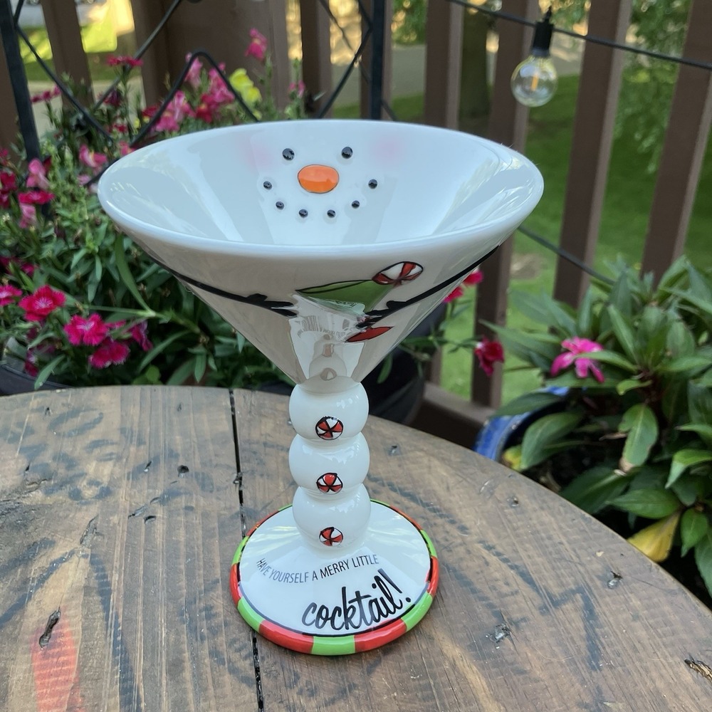 Grasslands Road Tipsy-Tini Snowman Ceramic Martini Glass Merry Little Cocktail
